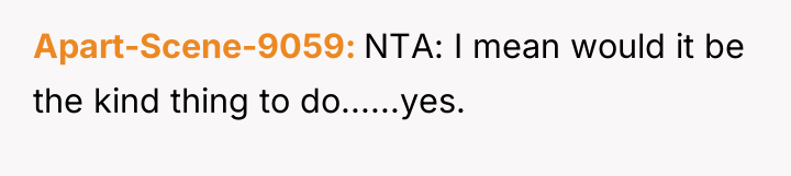 Apart-Scene-9059 NTA: I mean would it be the kind thing...