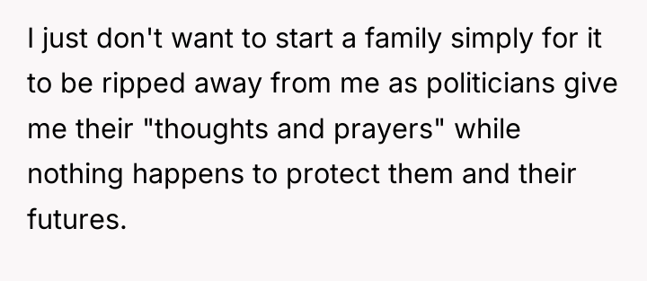 I just don't want to start a family simply for...