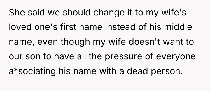 She said we should change it to my wife's loved...