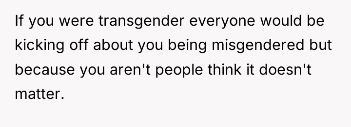 If you were transgender everyone would be kicking off about...