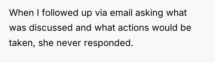 When I followed up via email asking what was discussed...