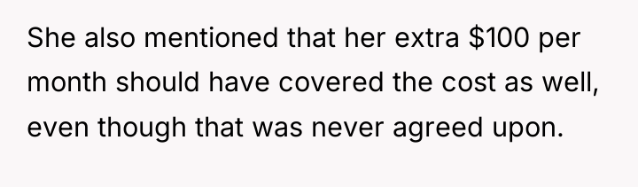 She also mentioned that her extra $100 per month should...