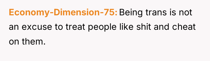 Economy-Dimension-75 Being trans is not an excuse to treat people...
