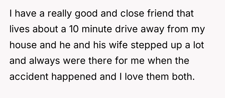 I have a really good and close friend that lives...