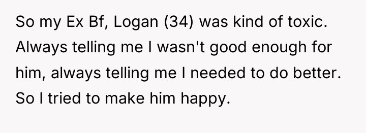 So my Ex Bf, Logan (34) was kind of toxic....