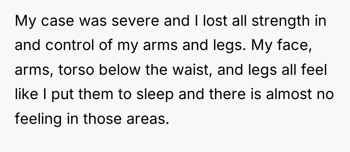 My case was severe and I lost all strength in...
