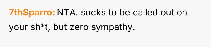 7thSparro NTA. sucks to be called out on your sh*t,...