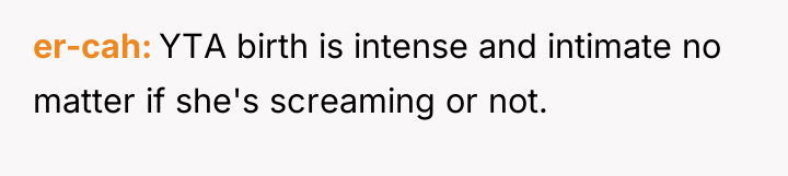 er-cah YTA birth is intense and intimate no matter if...