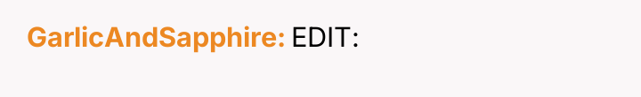 GarlicAndSapphire EDIT: