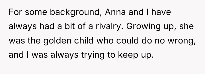 For some background, Anna and I have always had a...