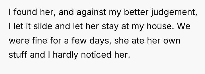 I found her, and against my better judgement, I let...