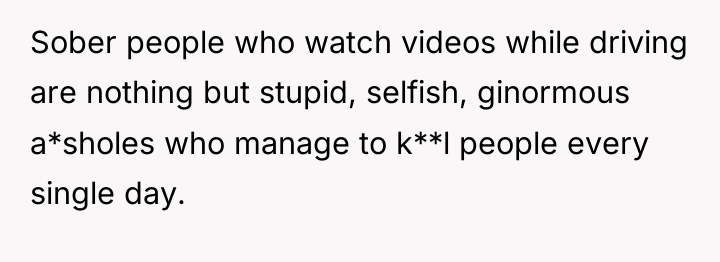 Sober people who watch videos while driving are nothing but...