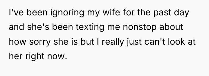 I've been ignoring my wife for the past day and...