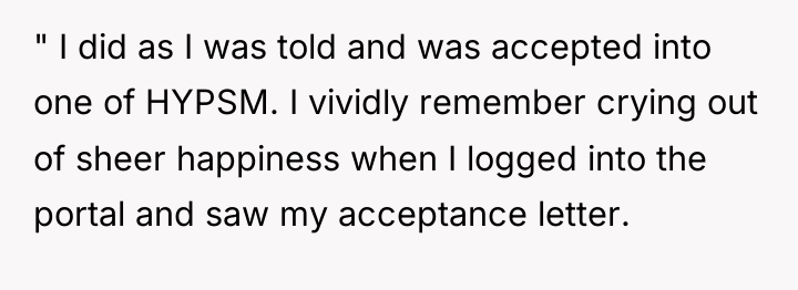 " I did as I was told and was accepted...