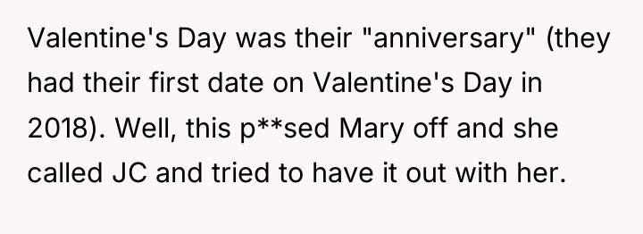 Valentine's Day was their "anniversary" (they had their first date...