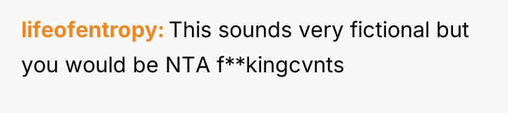 lifeofentropy This sounds very fictional but you would be NTA...