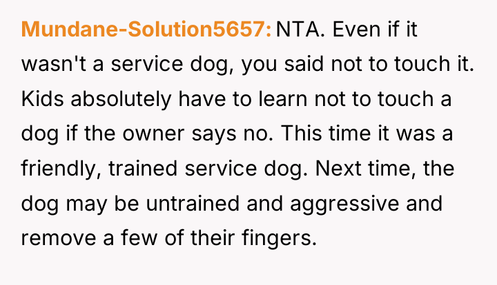 Mundane-Solution5657 NTA. Even if it wasn't a service dog, you...