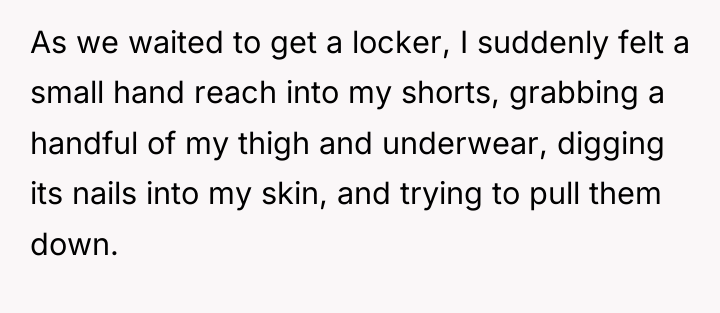 As we waited to get a locker, I suddenly felt...