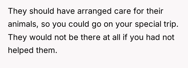 They should have arranged care for their animals, so you...