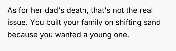 As for her dad's death, that's not the real issue....