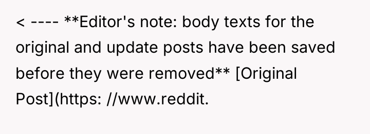 < ---- **Editor's note: body texts for the original and...
