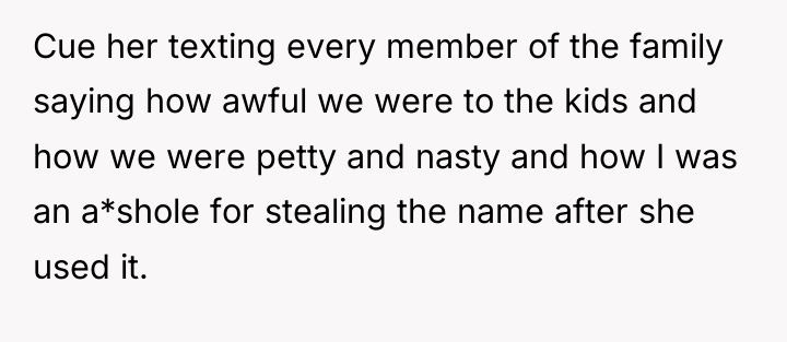 Cue her texting every member of the family saying how...