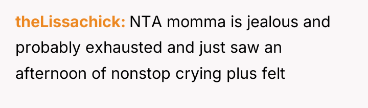 theLissachick NTA momma is jealous and probably exhausted and just...