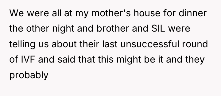 We were all at my mother's house for dinner the...