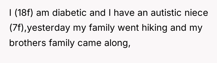 I (18f) am diabetic and I have an autistic niece...