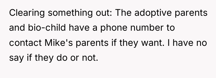 Clearing something out: The adoptive parents and bio-child have a...