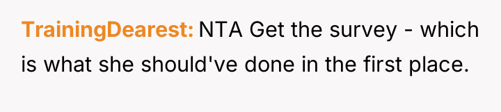 TrainingDearest NTA Get the survey - which is what she...