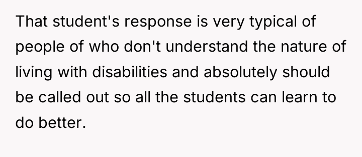 That student's response is very typical of people of who...