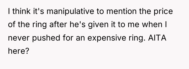 I think it's manipulative to mention the price of the...