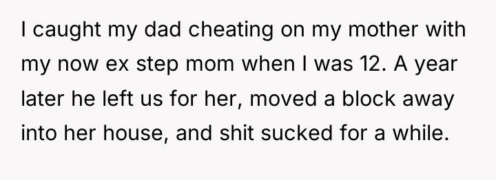 I caught my dad cheating on my mother with my...