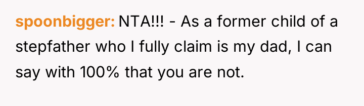spoonbigger NTA!!! - As a former child of a stepfather...