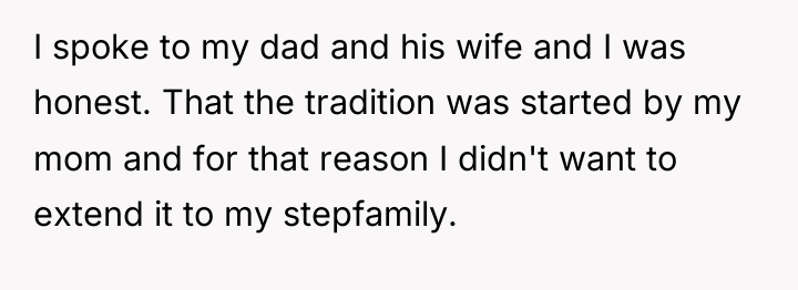 I spoke to my dad and his wife and I...