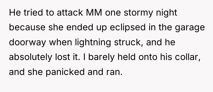 He tried to attack MM one stormy night because she...