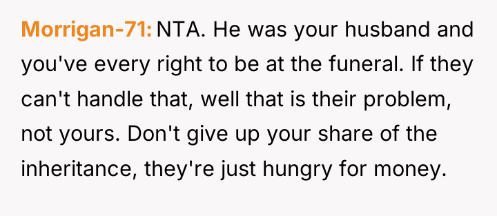 Morrigan-71 NTA. He was your husband and you've every right...