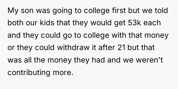 My son was going to college first but we told...
