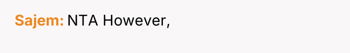 Sajem NTA However,