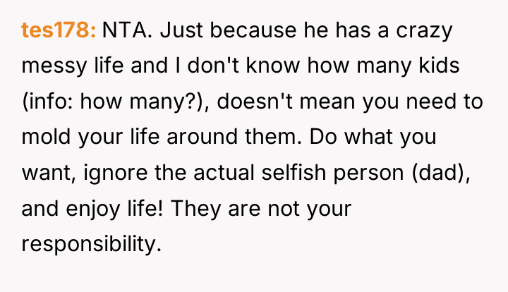 tes178 NTA. Just because he has a crazy messy life...