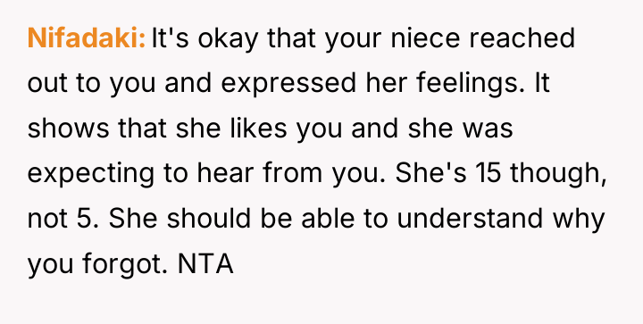 Nifadaki It's okay that your niece reached out to you...