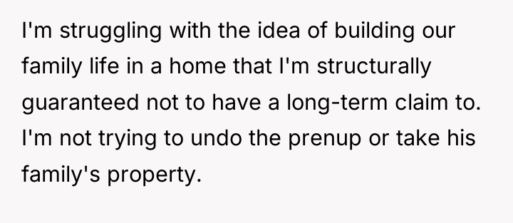 I'm struggling with the idea of building our family life...