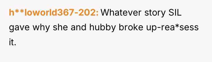 h**loworld367-202 Whatever story SIL gave why she and hubby broke...
