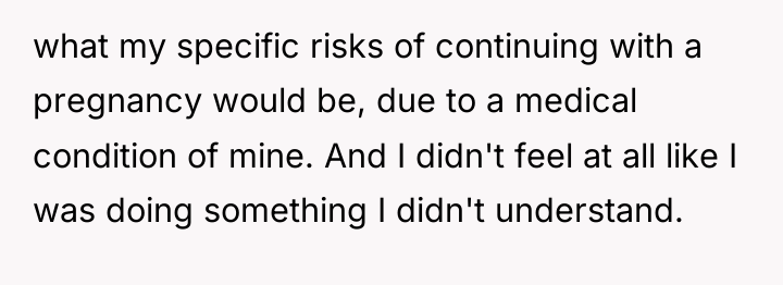what my specific risks of continuing with a pregnancy would...