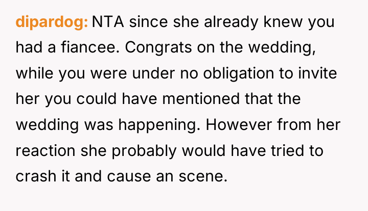 dipardog NTA since she already knew you had a fiancee....