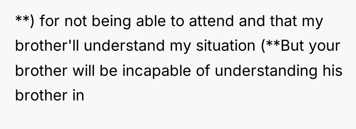 **) for not being able to attend and that my...