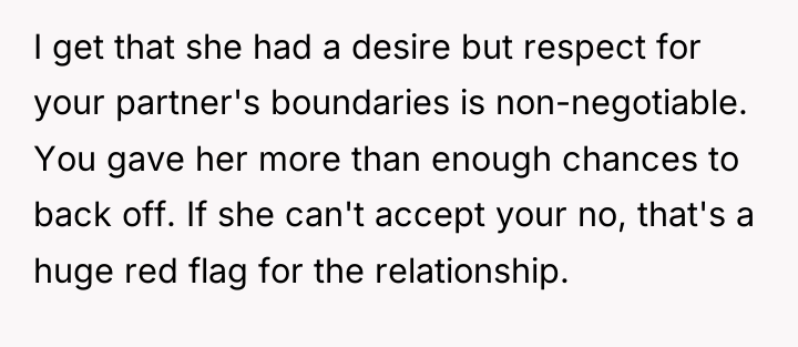 I get that she had a desire but respect for...