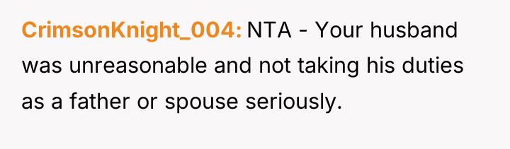 CrimsonKnight_004 NTA - Your husband was unreasonable and not taking...