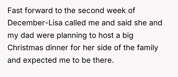 Fast forward to the second week of December-Lisa called me...